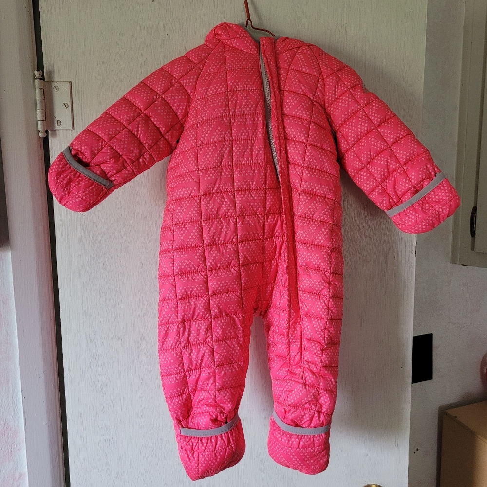 9/12 month Snozu bright pink hooded snow suit